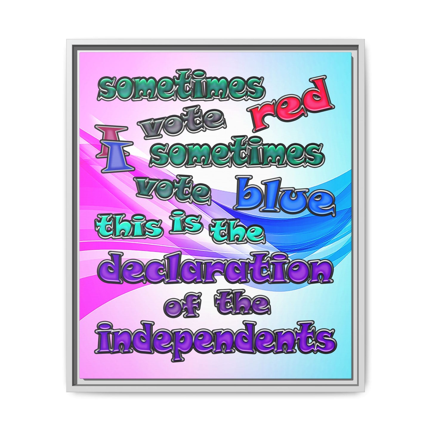 declaration of the independents - framed canvas art (light blue-pink wave)