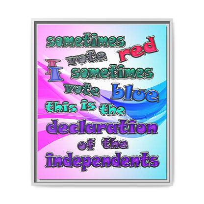 declaration of the independents - framed canvas art (light blue-pink wave)