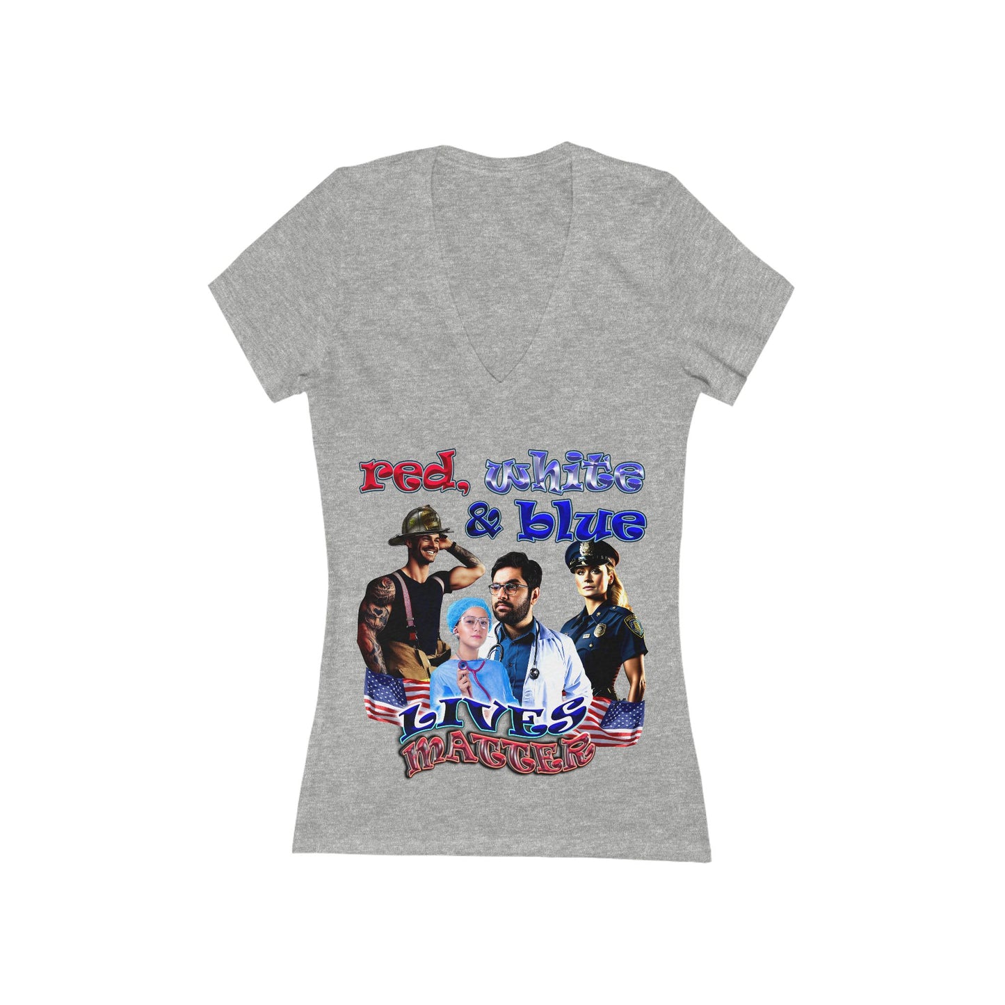 rw&b lives matter - Women's Jersey Short Sleeve Deep V-Neck Tee