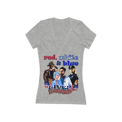 rw&b lives matter - Women's Jersey Short Sleeve Deep V-Neck Tee