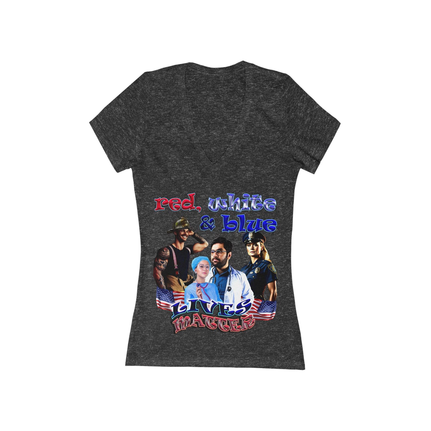 rw&b lives matter - Women's Jersey Short Sleeve Deep V-Neck Tee