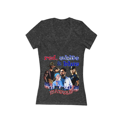 rw&b lives matter - Women's Jersey Short Sleeve Deep V-Neck Tee
