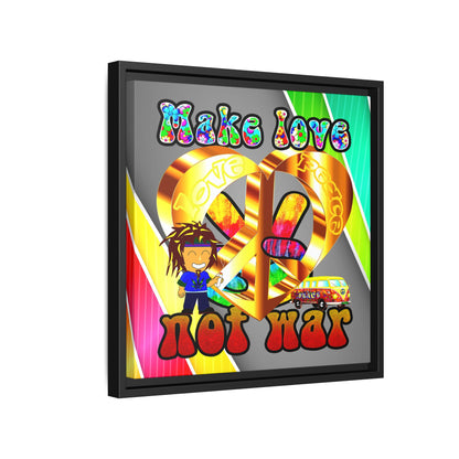 love peace - framed canvas art (rainbow split)