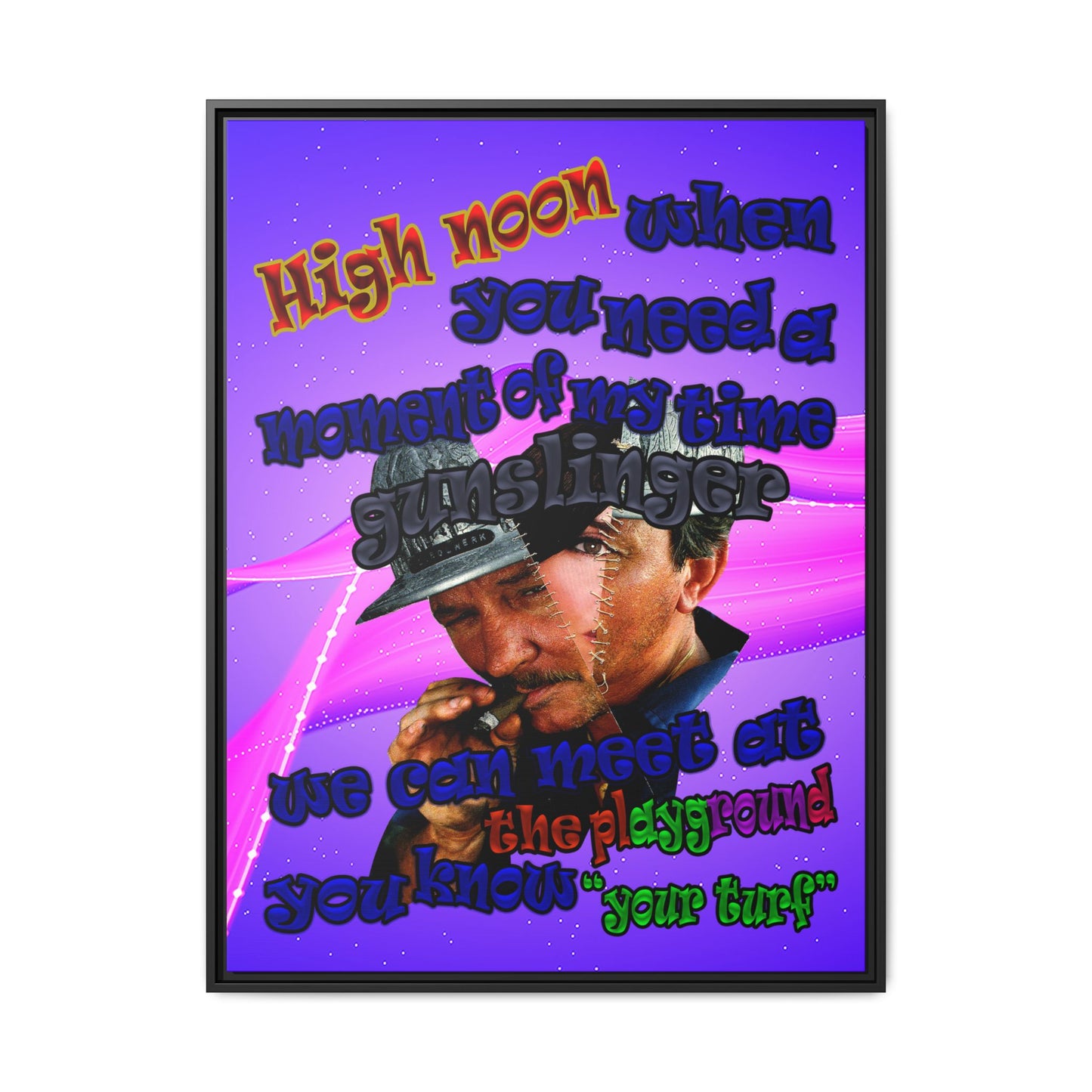 high noon - framed canvas art (purple-pink wave)