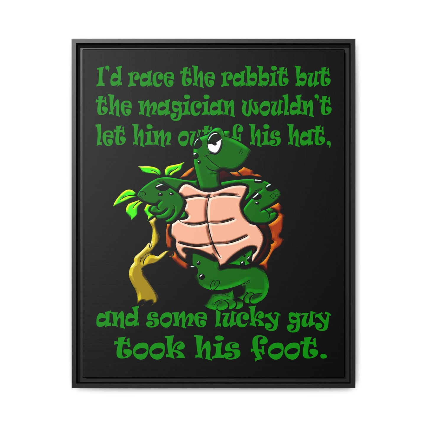 turtle race - framed canvas art (black)
