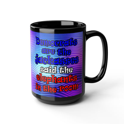 donkeys and elephants - Black Mug (purple wave)