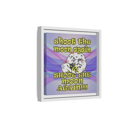 shoot the moon again - framed canvas art (light blue-pink wave)