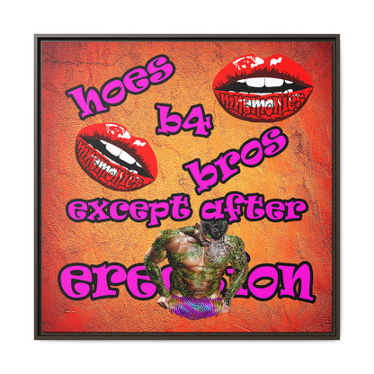 hoes b4 bros - framed canvas art (burnt orange)