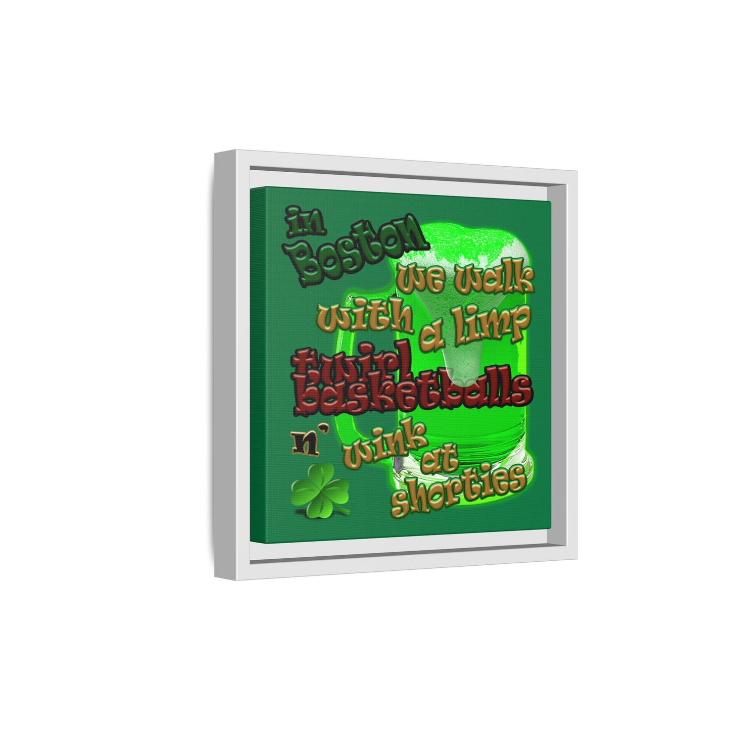 celtics logo - framed canvas art (dark green)