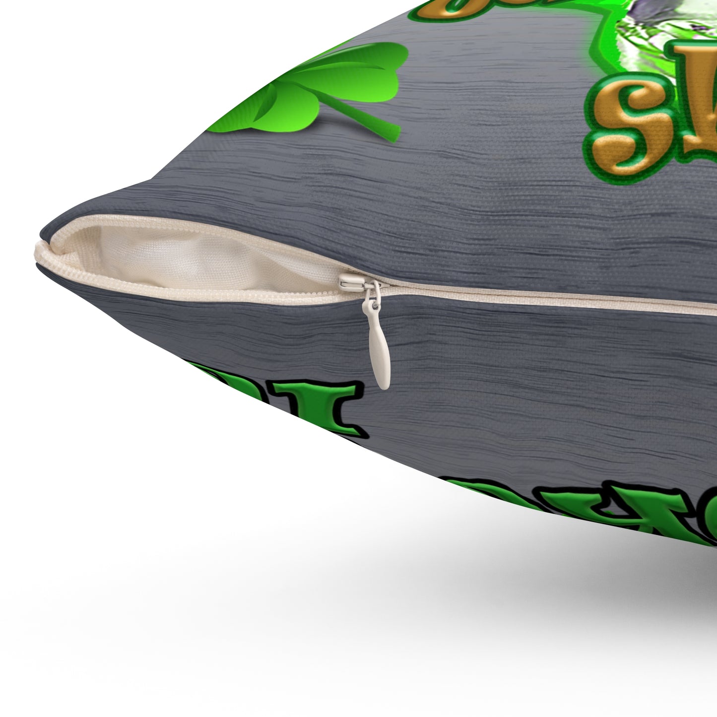 celtics logo - Spun Polyester Square Pillow - (brushed nickel)