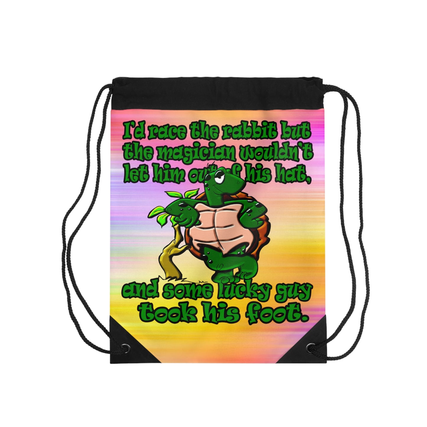 turtle race - Drawstring Bag (color blur)