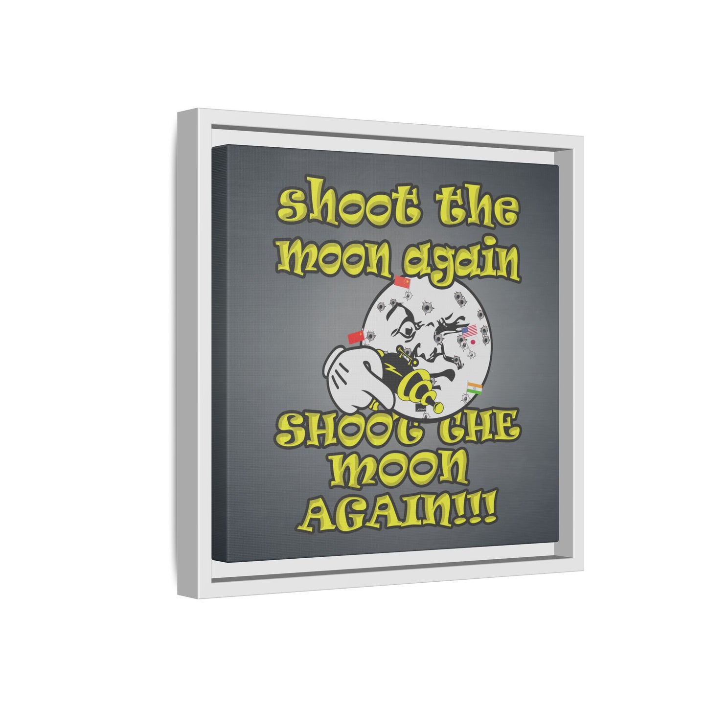 shoot the moon again - framed canvas art (grey-light grey)