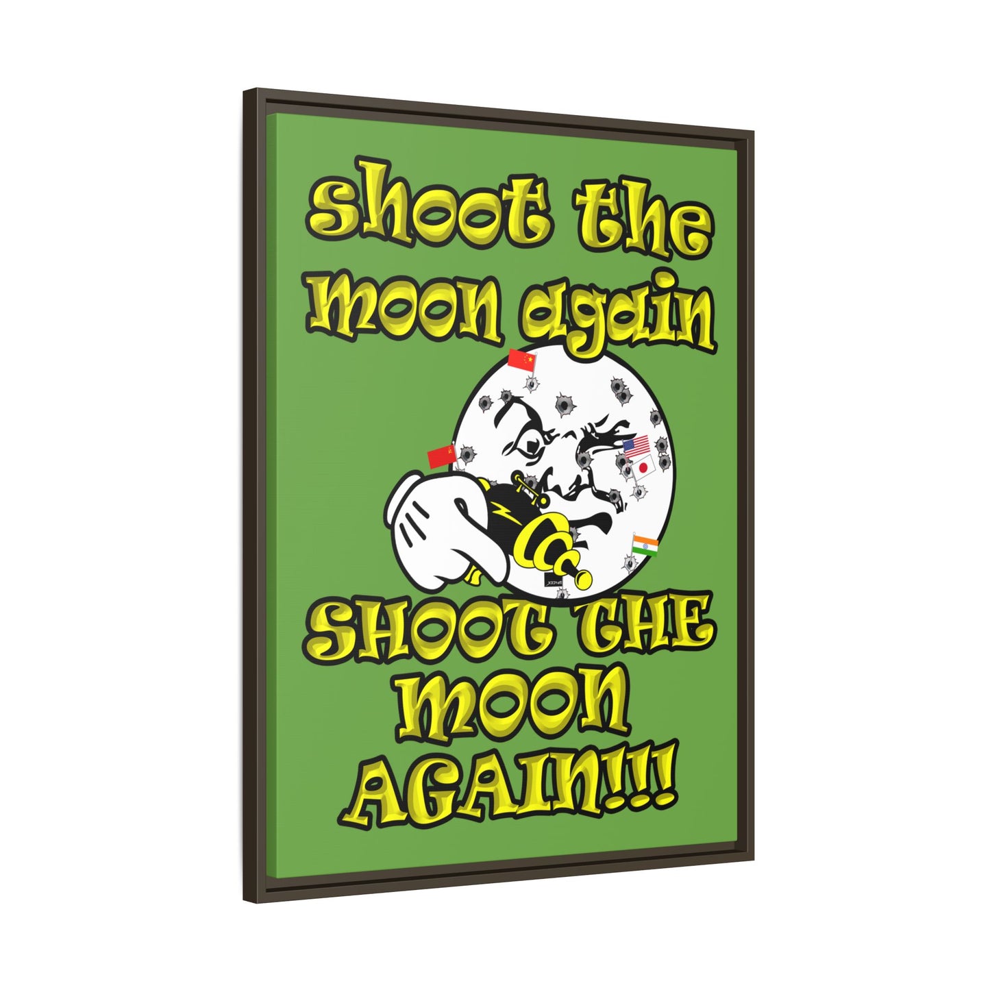 shoot the moon again - framed canvas art (green)