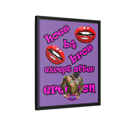 hoes b4 bros - framed canvas art (light purple)