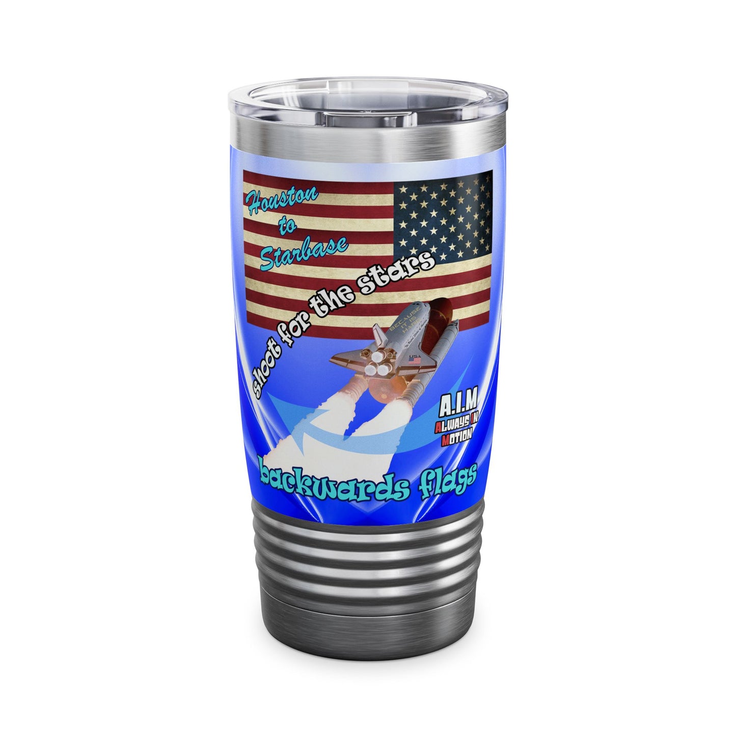 shoot for the stars - Ringneck Tumbler, 20oz (blue-white wave)