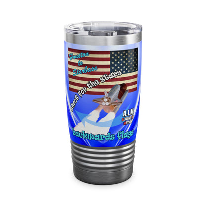 shoot for the stars - Ringneck Tumbler, 20oz (blue-white wave)