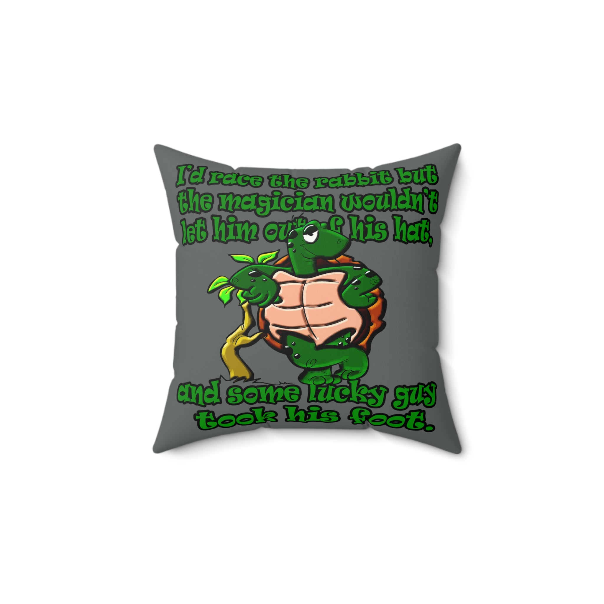 turtle race - Faux Suede Square Pillow - (dark grey)