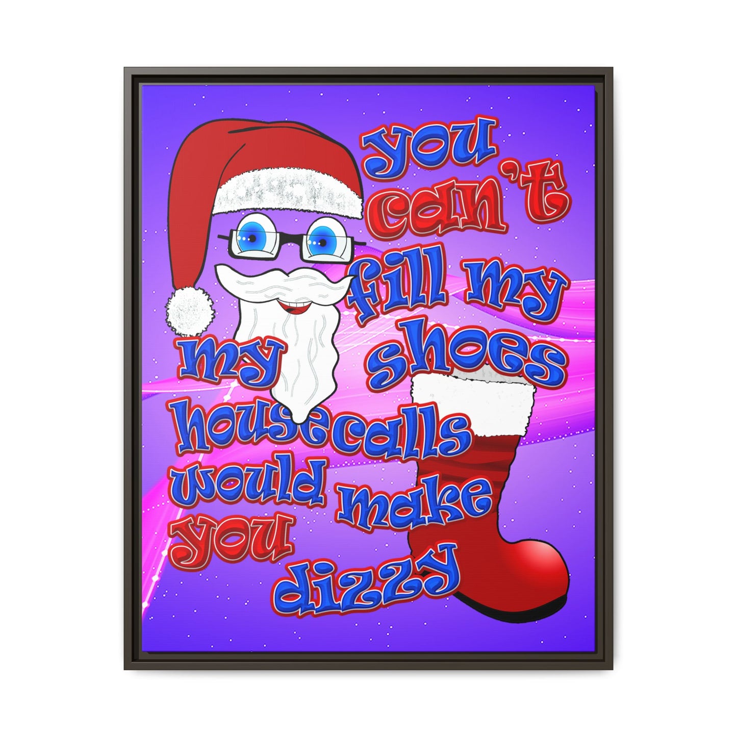 santa's shoes - framed canvas art (purple-pink wave)