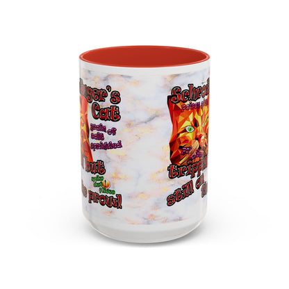 schrodinger's cat - Accent Mug (white marble)