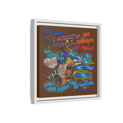 drop the beat - framed canvas art (brown)