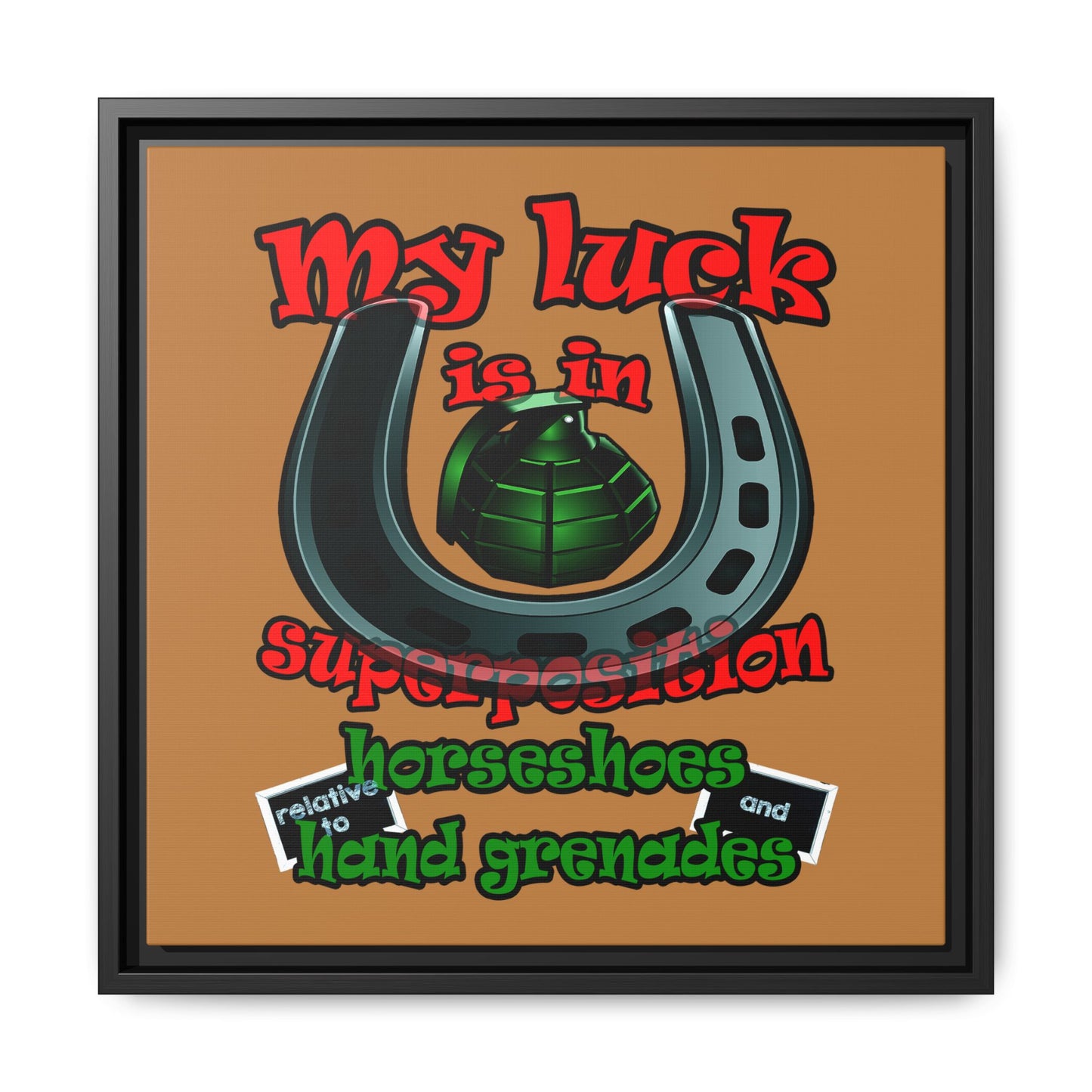 my luck - framed canvas art (light brown)