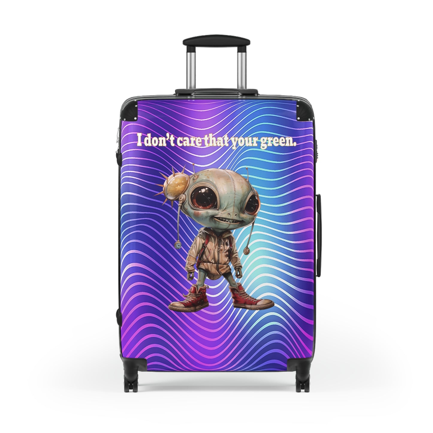 I don't care that your green - Suitcase (purple wave)