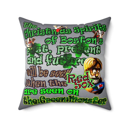 christmas spirits of boston - Faux Suede Square Pillow - (brushed nickel)