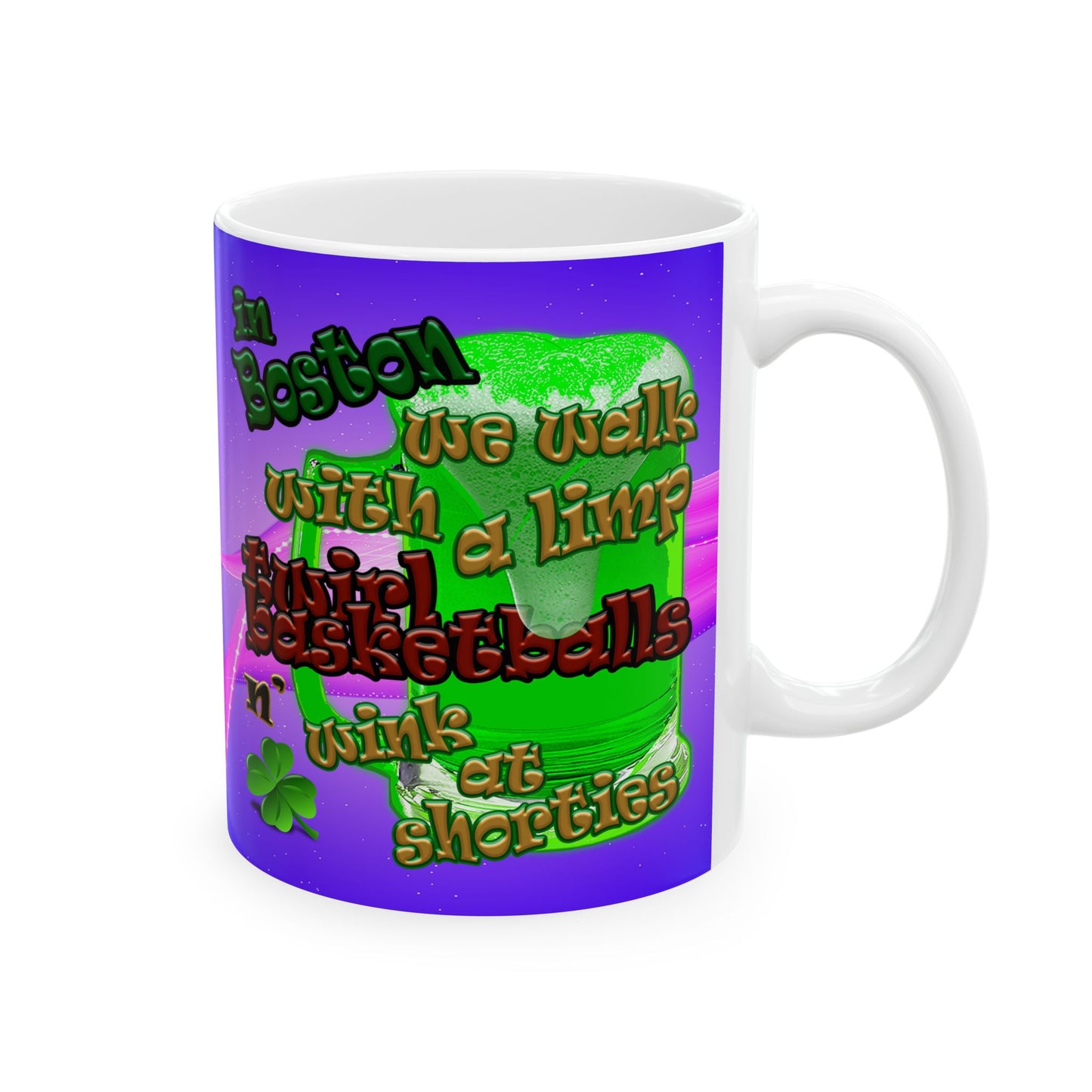 celtics logo - White Mug (purple-pink wave)