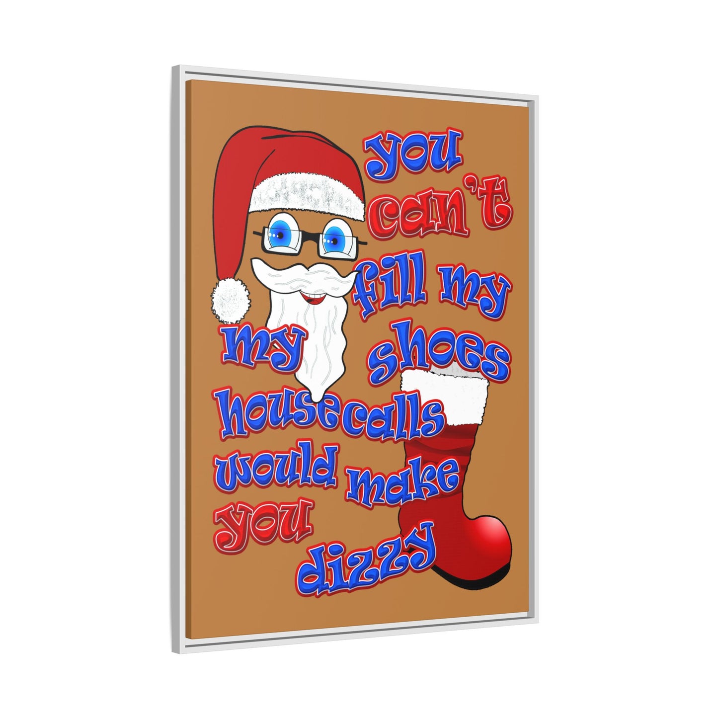 santa's shoes - framed canvas art (light brown)
