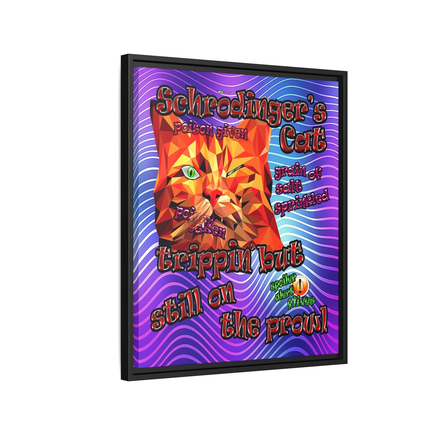 schrodinger's cat - framed canvas art (purple wave)
