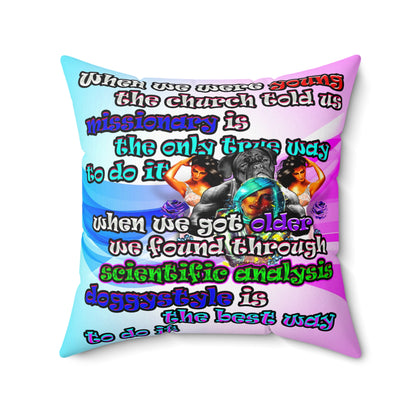 doggystyle - Spun Polyester Square Pillow - (light blue-pink wave)