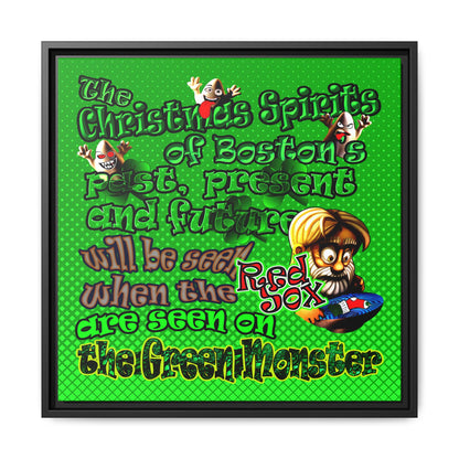 christmas spirits of boston - framed canvas art (logo green)