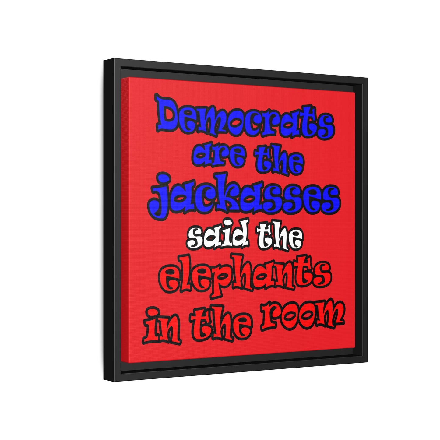 donkeys and elephants - framed canvas art (red)