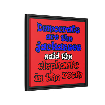 donkeys and elephants - framed canvas art (red)