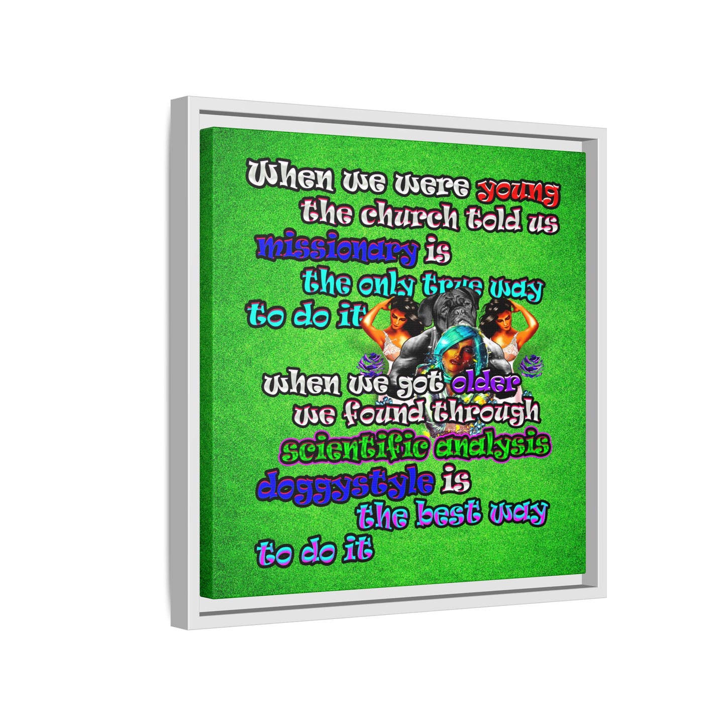 doggystyle - framed canvas art (green turf)