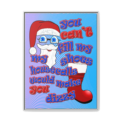 santa's shoes - framed canvas art (light blue-purple wave)