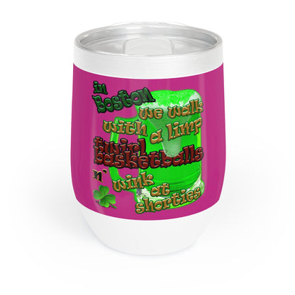 celtics logo - Chill Wine Tumbler (pink)