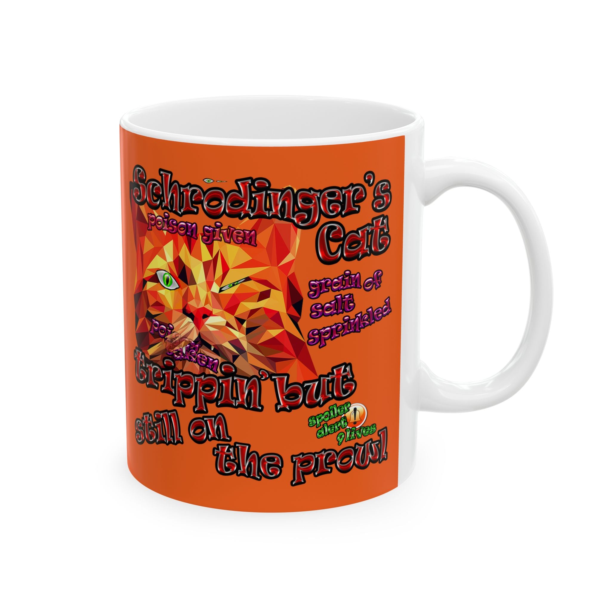 schrodinger's cat - White Mug (orange)