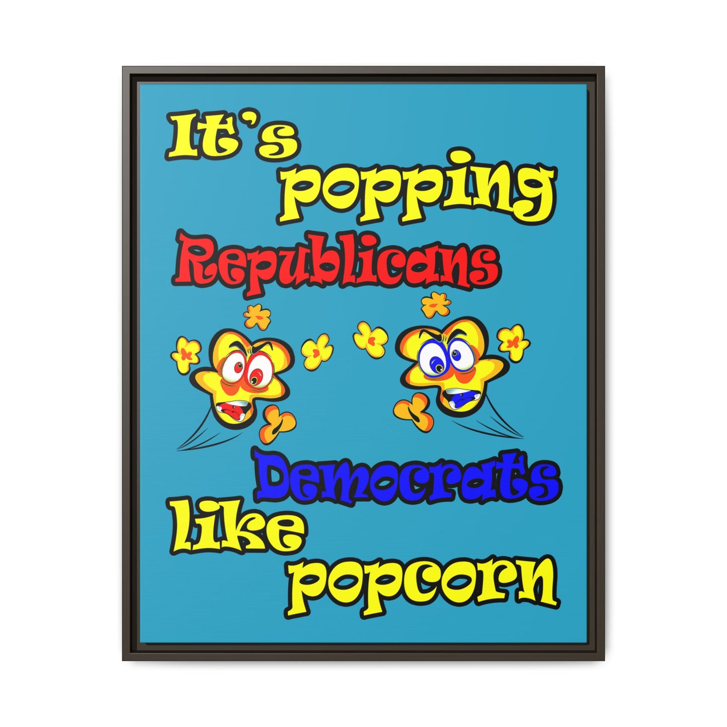 popping like popcorn - framed canvas art (turquoise)