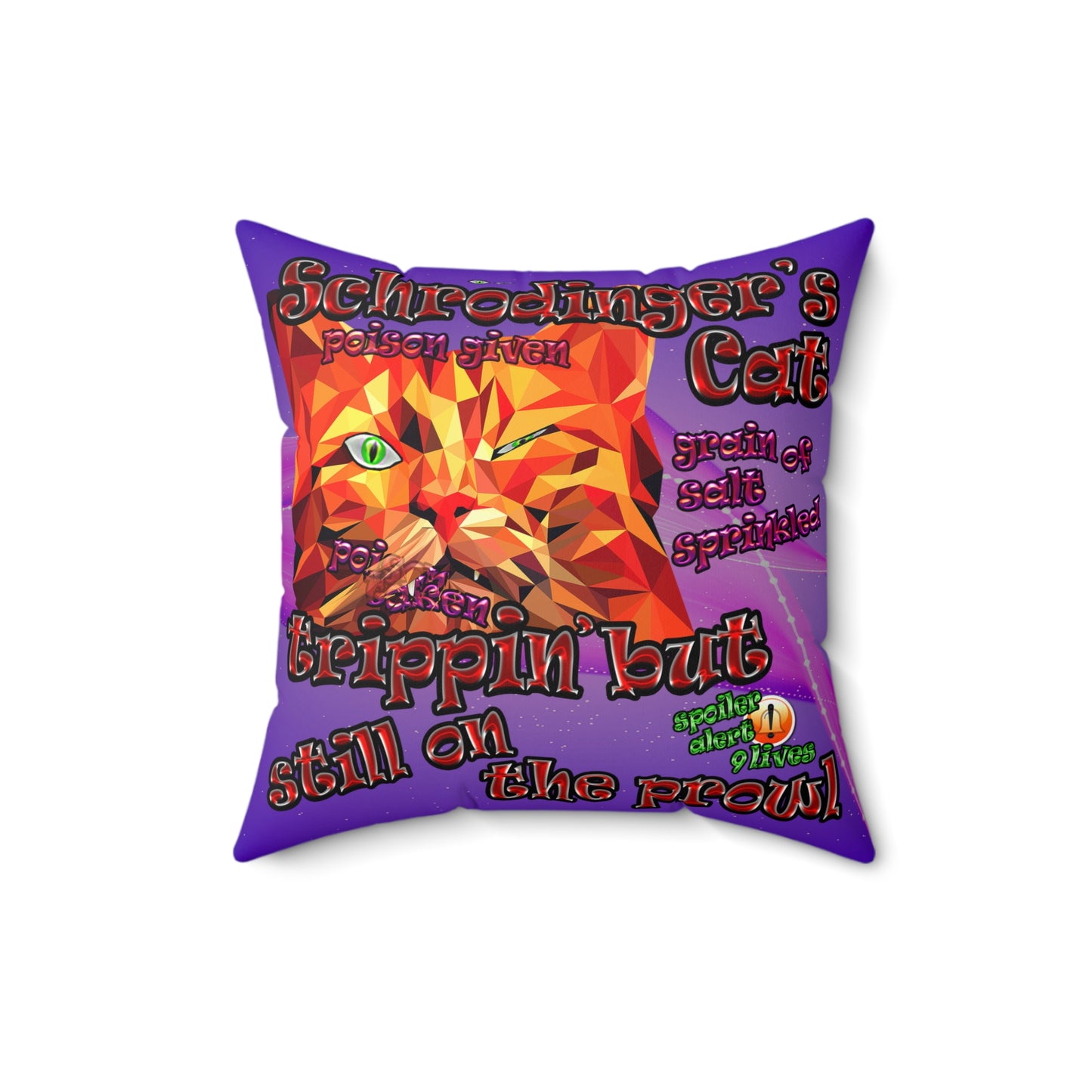 schrodinger's cat - Spun Polyester Square Pillow - (purple-pink wave)