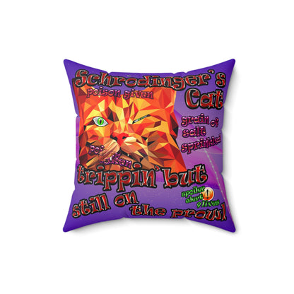 schrodinger's cat - Spun Polyester Square Pillow - (purple-pink wave)
