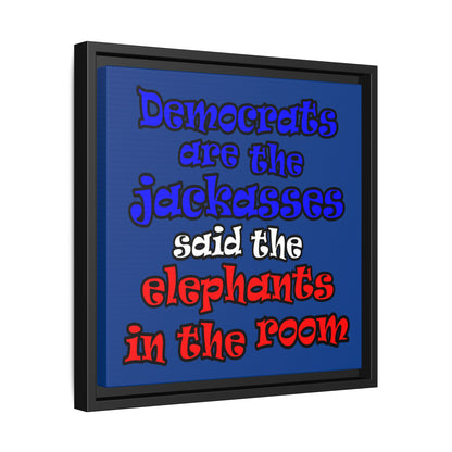 donkeys and elephants - framed canvas art (dark blue)