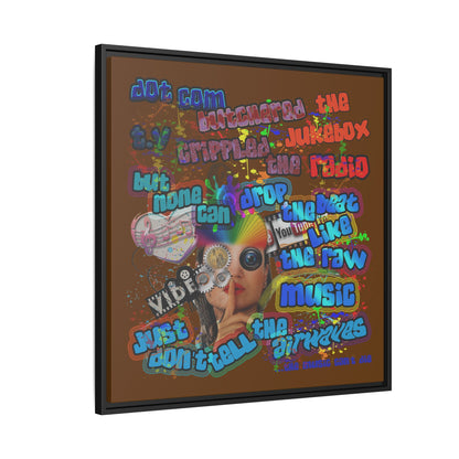 drop the beat - framed canvas art (brown)