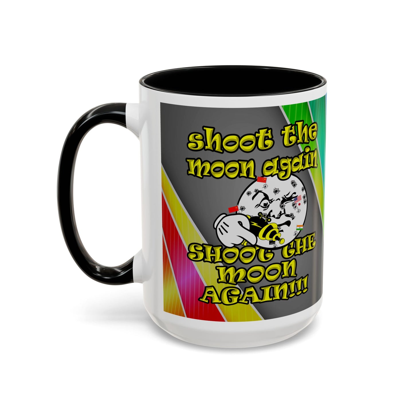 shoot the moon again - Accent Mug (rainbow split)
