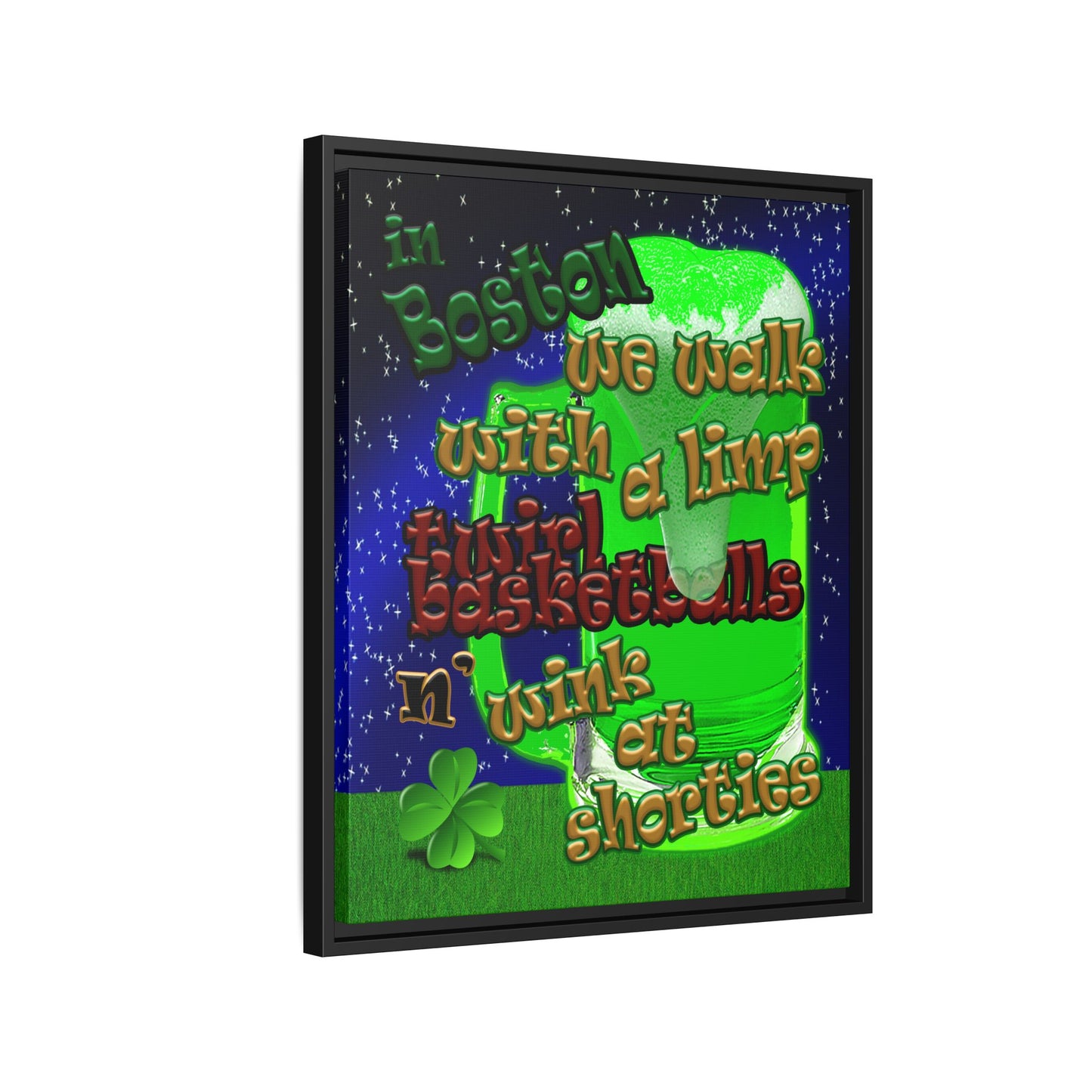celtics logo - framed canvas art ('snoops' background)