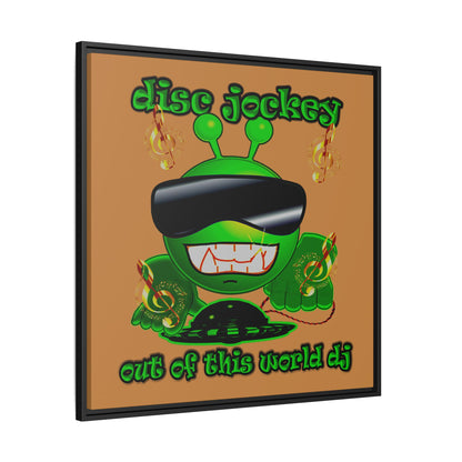 disc jockey - framed canvas art (light brown)