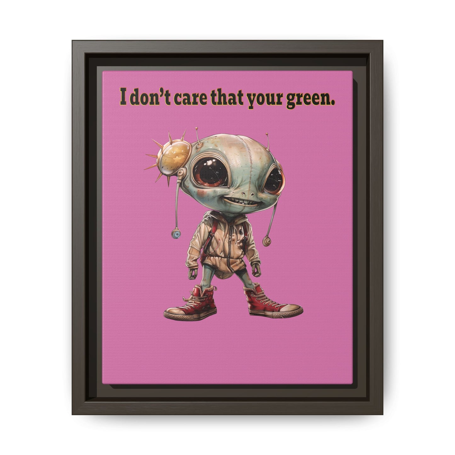 I don't care that your green - framed canvas art (light pink)