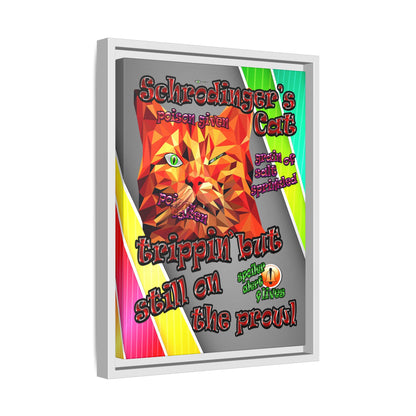 schrodinger's cat - framed canvas art (rainbow split)