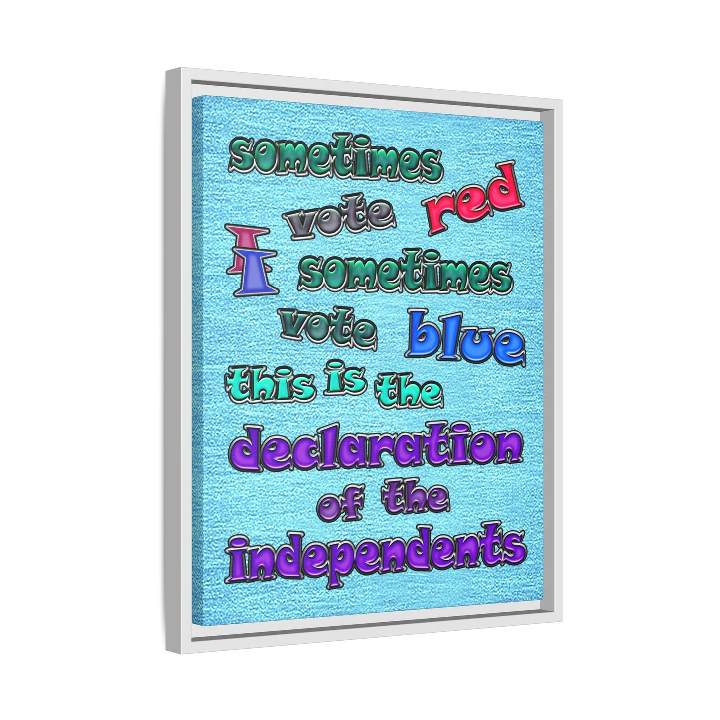 declaration of the independents - framed canvas art (faded blue)