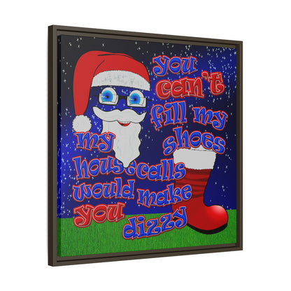 santa's shoes - framed canvas art ('snoops' background)